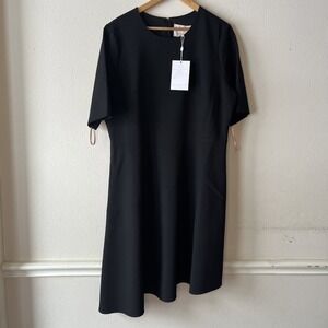 Gal Meets Glam Collection Knee Length Asymmetric Shift Dress Black Modest 18 New